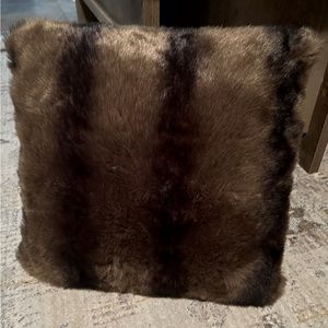 Brown faux fur throw pillow
